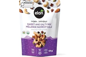 Elan Organic Sweet & Salty Mix, 150g, Non-GMO, Gluten-Free, Vegan, Kosher, Vegan Dark Chocolate, Dried Fruits (Raisins, Dates