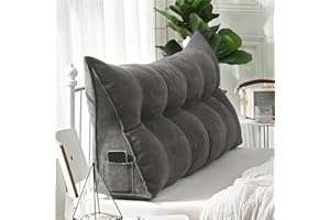 Mazulora Triangular Headboard Pillow Twin XL, Dorm Triangular Headboard Bolster Pillow, Positioning Support Reading Backrest,