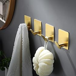 DELITON Adhesive Towel Hooks Gold - 4 Pack Towel
