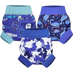 MomEasier Swim Diapers 3 Pcs Reusable Swimming Diaper for Baby Boys and Girls 2-5T