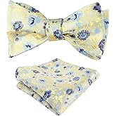Alizeal Mens 2pcs Floral Self Tied Bow ties with Flower Patternd Handkerchief Set
