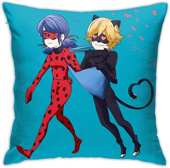 G3H3J Miraculous Ladybug and Cat Noir Home Decor Pillow