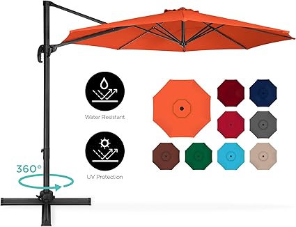 Best Choice Products 10ft Cantilever Offset Market Patio Umbrella Shade For Deck Garden Poolside W Easy Tilt Smooth Gliding Handle Orange Amazon Co Uk Garden Outdoors