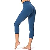 YUNOGA Women's Buttery Soft 21" Inseam Yoga Pants, High Waisted Tummy Control Workout Running Capri Leggings