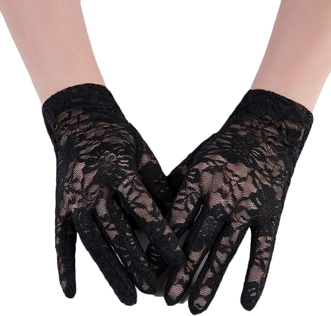 M Bridal Women's Crystals Lace Fingerless Gloves for Wedding Party Brides Accessory G01