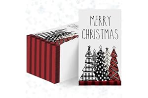 Horaldaily 100 ChristmasDisposable Paper Decorative Guest Napkins, Xmas Tree Buffalo Plaid Red for Party Lunch Dinner Kitchen Bathroom Decoration