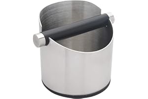 DIBTSA Espresso Knock Box, Stainless Steel Coffee Grounds Knock Box, With Removable Knock Bar and Non-Slip Rubber Base (Silver)