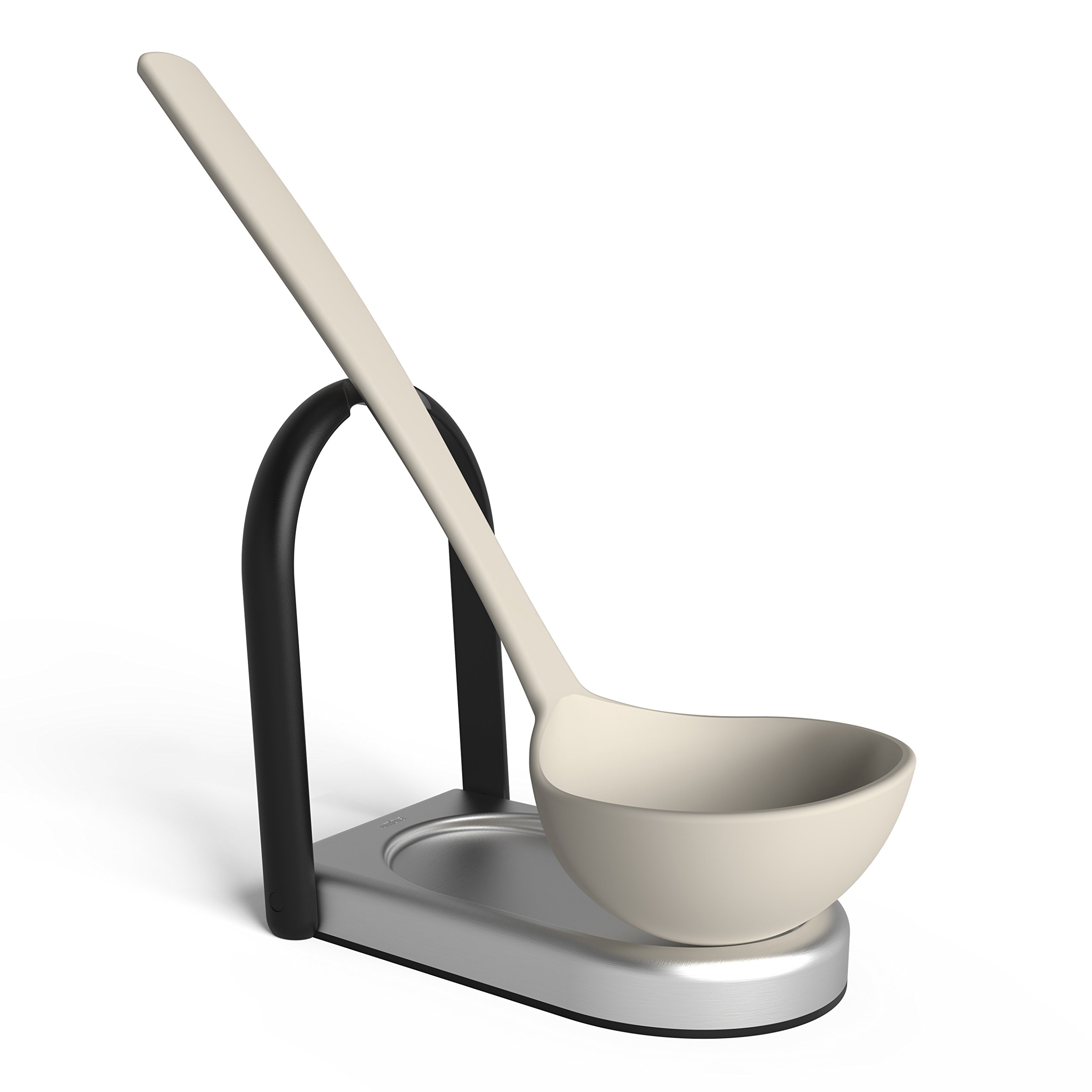 Umbra Laydle Stainless Steel Spoon Rest/Ladle Holder - Black, Folds Up for Compact Storage - Designed by Wesley Chau