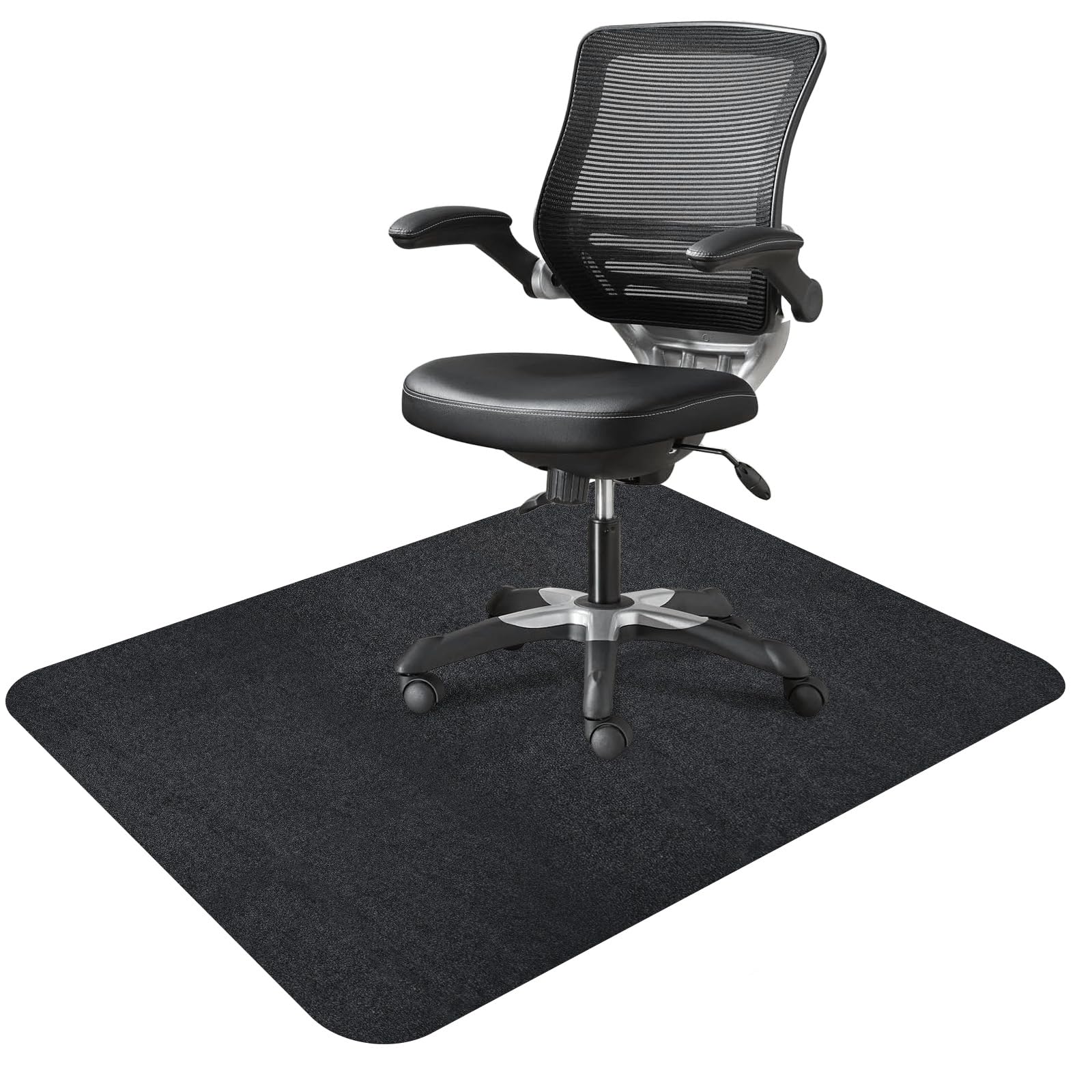 Photo 1 of YumHome Desk Chair Mat for Hardwood & Tile Floor, 47"x36" Office Chair Mats for Rolling Chairs, Anti-Slip Floor Protector (Black)