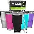CHILLOUT LIFE 30 oz Stainless Steel Tumbler with Lid - Double Wall Vacuum Insulated Large Travel Coffee Mug with Splash Proof