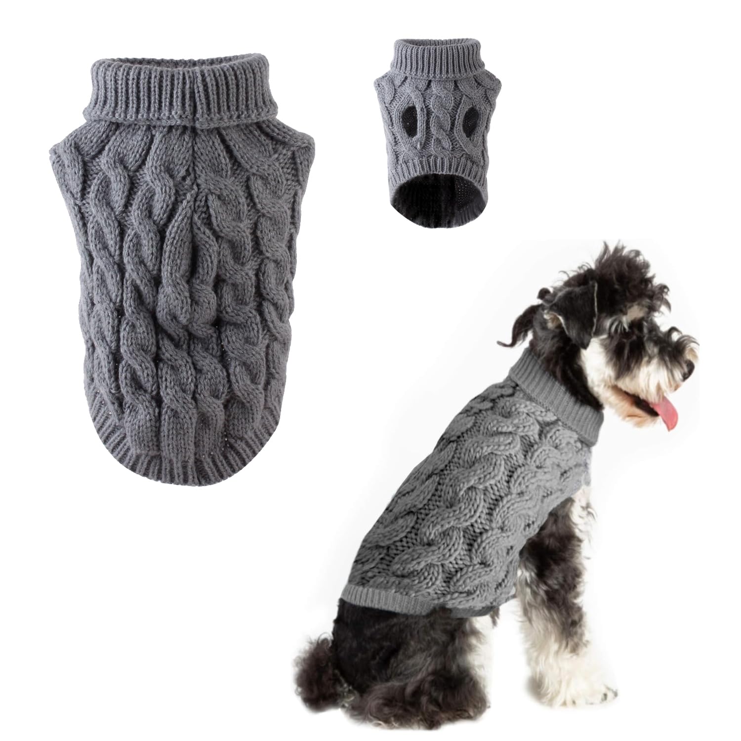 Norhogo Winter Pet Clothing Dog Sweater Jumper Clothing, Dog Sweater Vest Pet Soft Comfortable Turtleneck Knitted Puppy Clothes, for Small Medium Large Dog Puppy Cat (M, Grey)