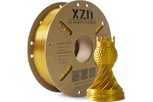XZN Silk PLA Filament 1.75mm, Metal-Like Shiny 3D Printer Filament, 1kg Spool (2.2lbs), Dimensional Accuracy +/- 0.03 mm, Vacuum Packaging (Silk Gold)