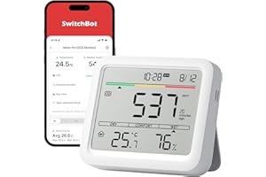 SwitchBot Air Quality Monitor Indoor Meter Pro CO2 Detector, CO2 Monitor, Temperature Humidity Monitor with APP, Bluetooth Ai