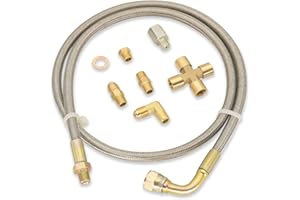 SUPVINTOR Turbo Oil Feed Line, 4AN-36" Oil Feed Line, 1/8 NPT Stainless Steel Braided Turbo Oil Feed Line 1/8 NPT Fits For T3 T4 T04E T60 T61 T60-1 Turbos