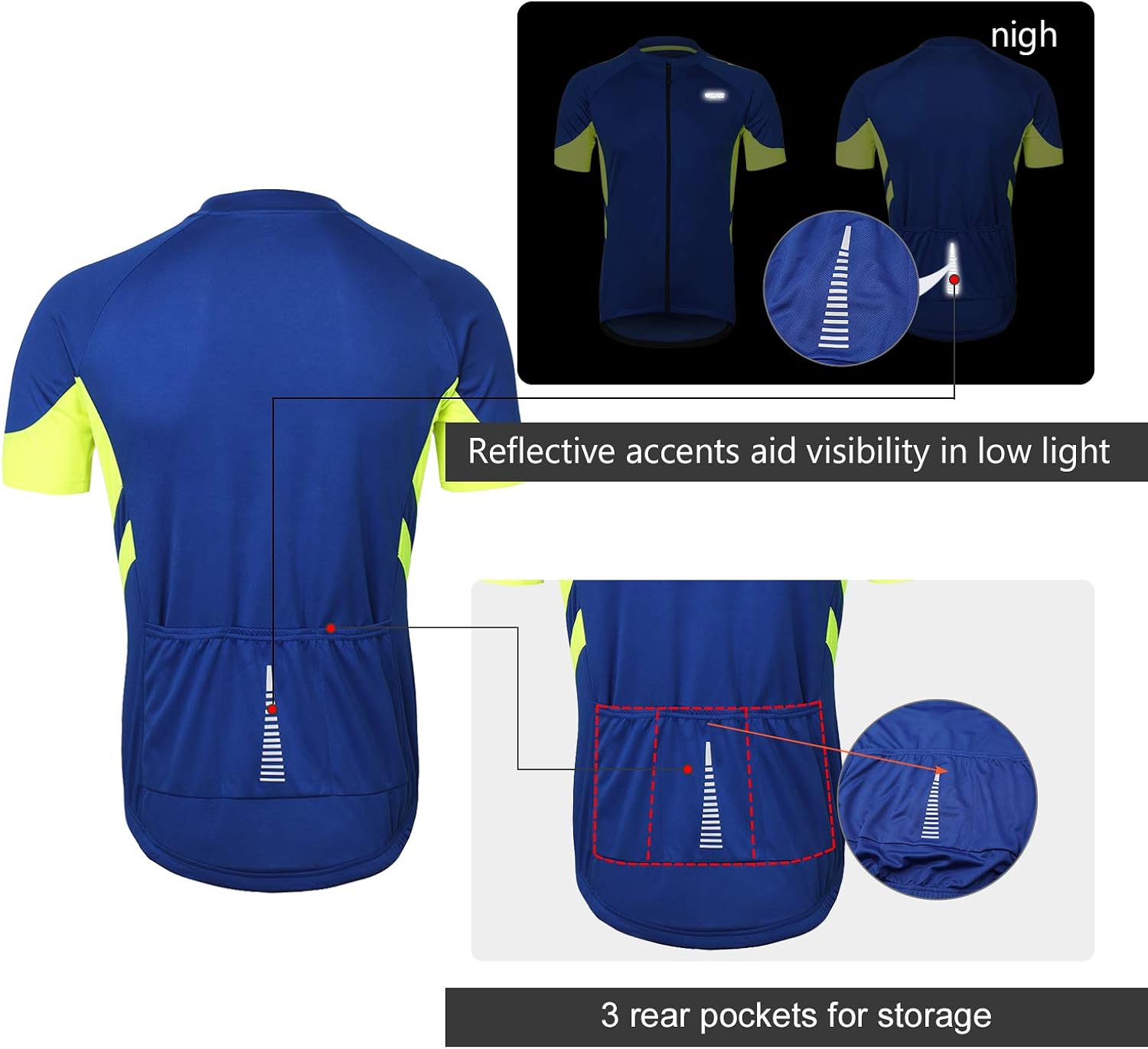 ARSUXEO Men's Short Sleeves Cycling Jersey Bicycle MTB Bike Shirt 636: Clothing