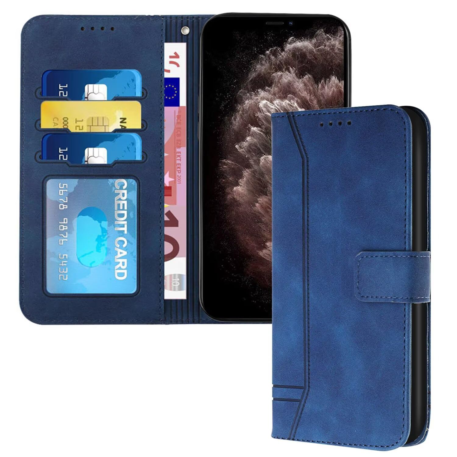 GoodcAcy for Sony Xperia 1 III Case Leather Wallet Book Flip Folio Stand View Magnetic Closure with Card Slots Cover Case Compatible with Sony Xperia 1 III (Blue)