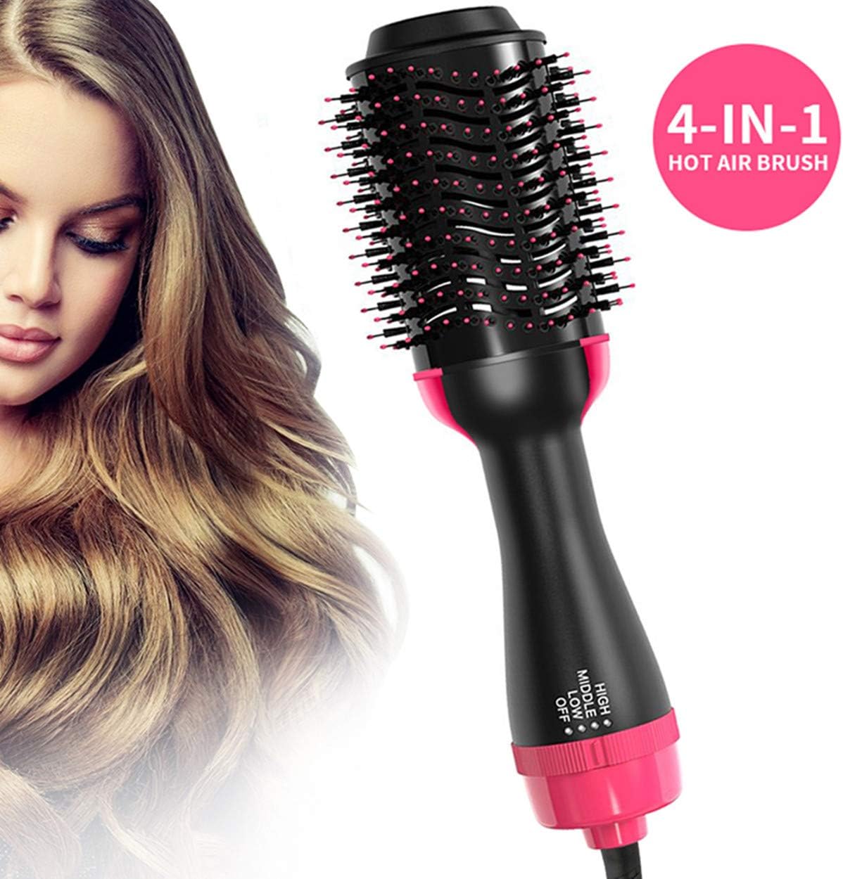 One Step Hair Dryer & Volumizer, Upgrade Hot Air Brush, Salon Negative lon Styling Hair Dryer Brush, Ceramic Electric Blow Dryer, Curler, Straightener, Styler Brush with 2Pcs Hair Clips