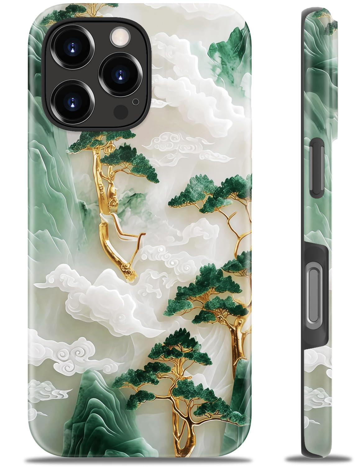 Photo 1 of DEENAKIN for iPhone 16 Pro Max Case - Wireless Charging Compatible - Dual-Layer Hard Shell & Silicone Cover - Protective Phone Case with Trendy Cute Designs for Women - Cloudy Pine Mountain