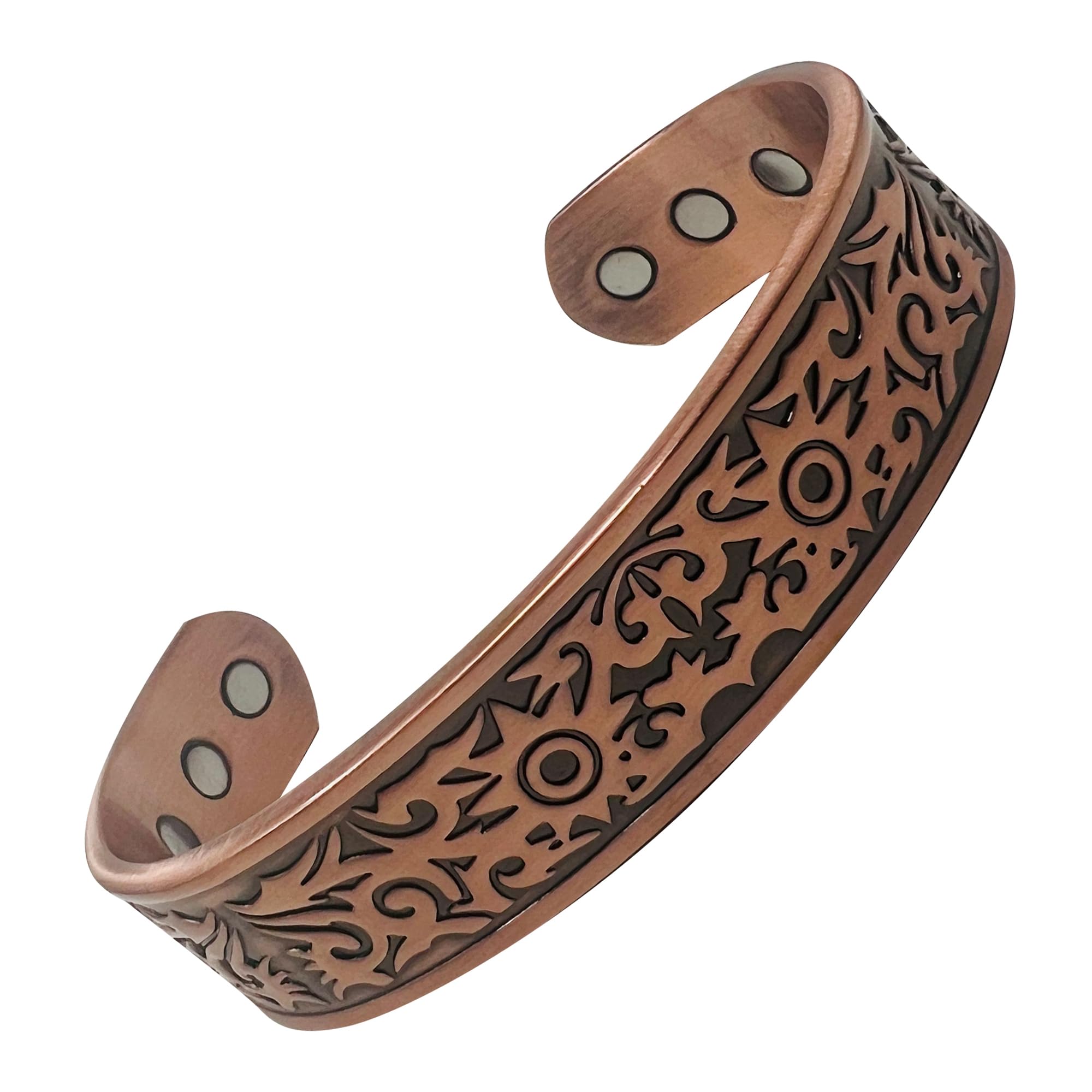 MnB Magnetics Pure Copper Magnetic Bracelet in a Celtic Dragon Fire Design - Extra Strong Magnets (Medium)