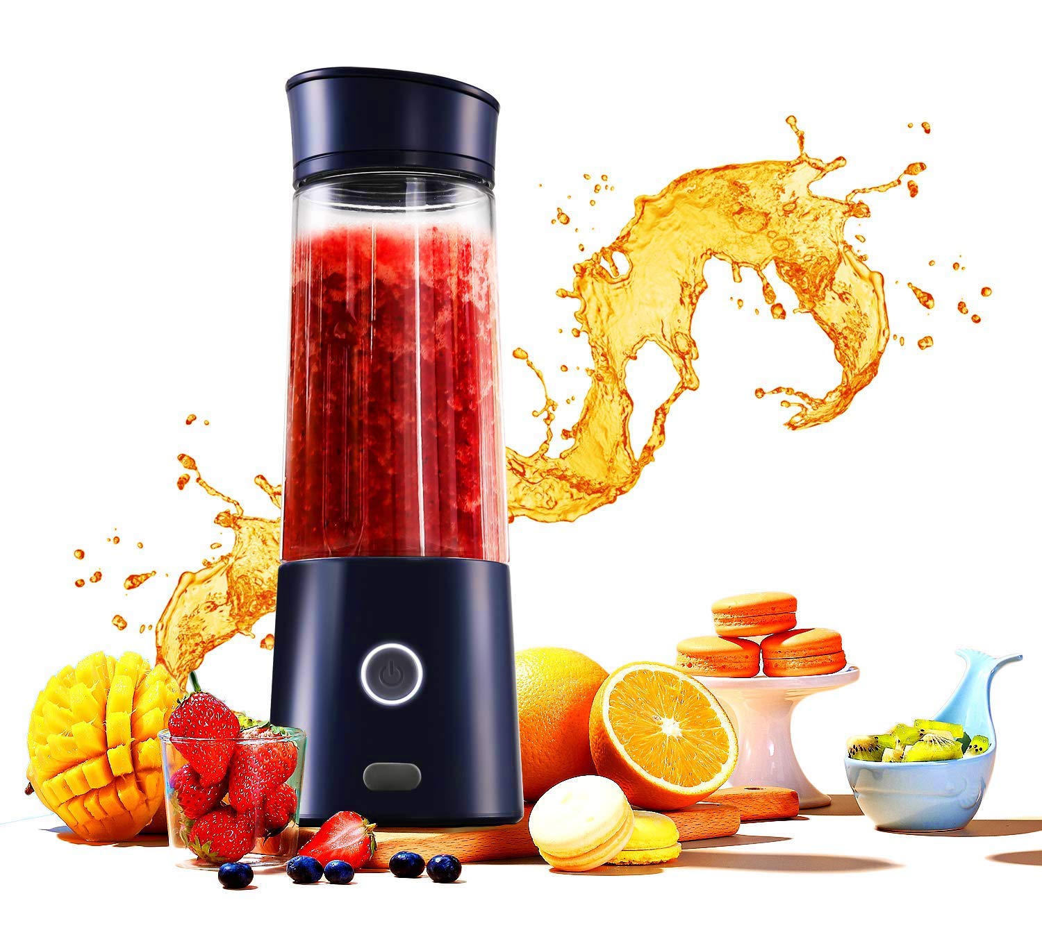 TOPQSC Personal Blender, Gifts For Women, Single Serve Portable Juicer Cup USB Rechargeable Travel Companion - Denim Blue