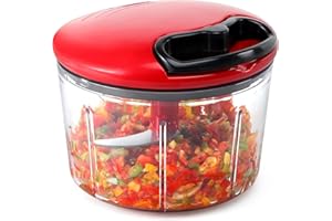 Food Chopper, Pull Onion Chopper Dicer, Hand Powered Food Chopper, Fast Cutting Hand Chopper Mincer for Onion, Garlic, Nut, 3