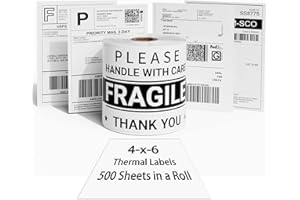 Thermal Labels 4" x 6", 2.42 lb, 1 Ream, 500 Sheets, White, D520BT Paper Compatible with Zoolion DYMO MUNBYN Omezizy Rollo JADENS Phomemo and Other 4x6 Shipping Label Printers.
