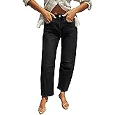 IWD Baggy Barrel Jeans for Women Trendy Vintage High Waisted Wide Leg Boyfriend Y2K Denim Ankle Pants with Pockets