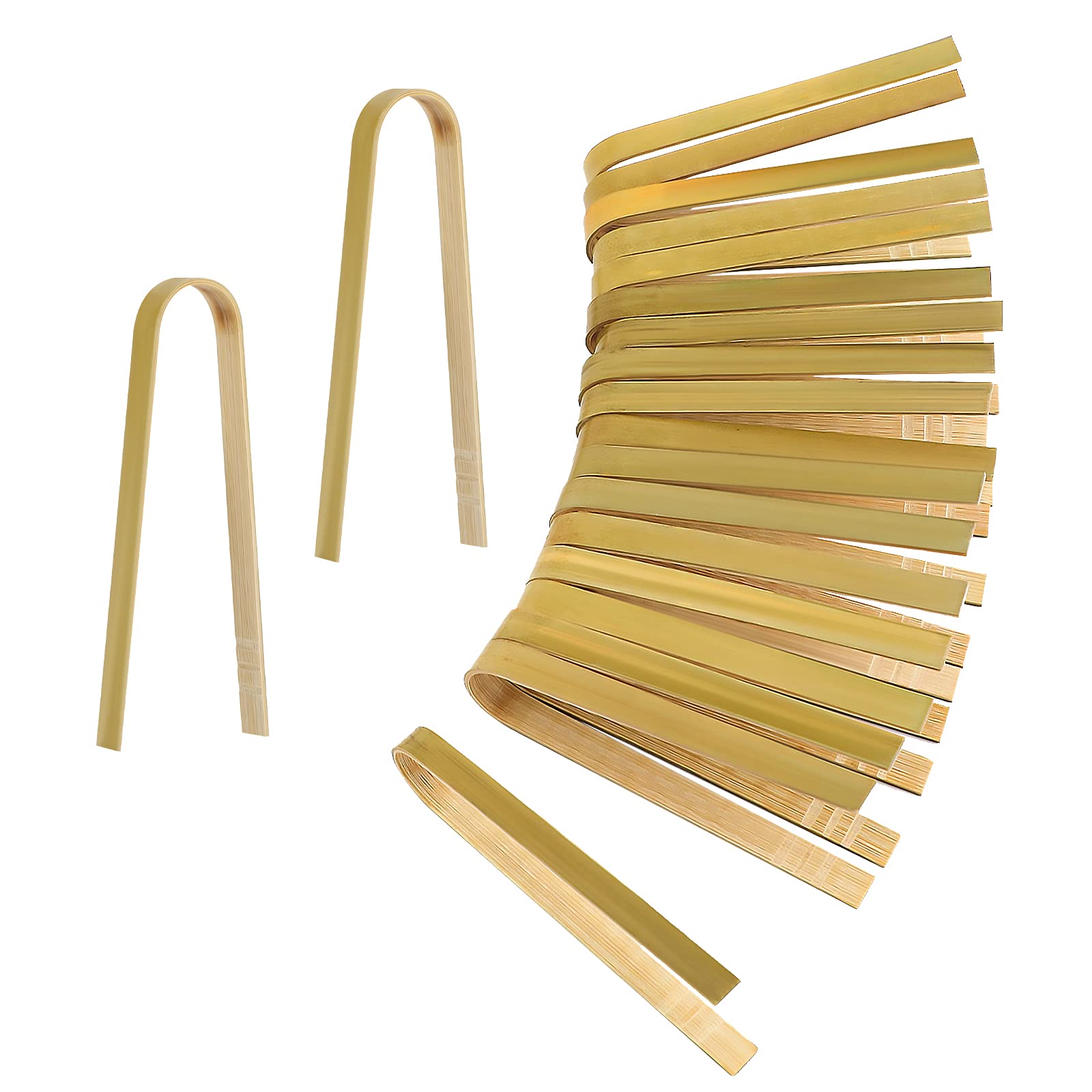 Luter 20pcs Wooden Mini Bamboo Toast Tongs for Cooking