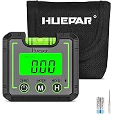 Huepar Digital Level Angle Gauge Mini Angle Finder Level Box with V-Groove Magnetic Base&amp;Backlit LCD Bevel Gauge Inclinometer for Carpentry,Building, Automobile, Masonry - 0~360&deg; Fast Measurement AG01
