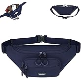 HanTrip Fanny Packs for Women Men, Large Travel Fanny Pack Lightweight Crossbody Waist Bag Large Capacity, Water Resistant Belt Bags with Adjustable Strap for Hiking, Cycling (Navy Blue)