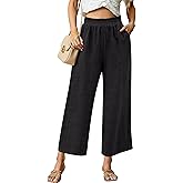 TESANCCO Womens Wide Leg Capri Pants Summer Palazzo Dressy Casual Pant Beach Loose High Waist Lounge Trouser with Pockets