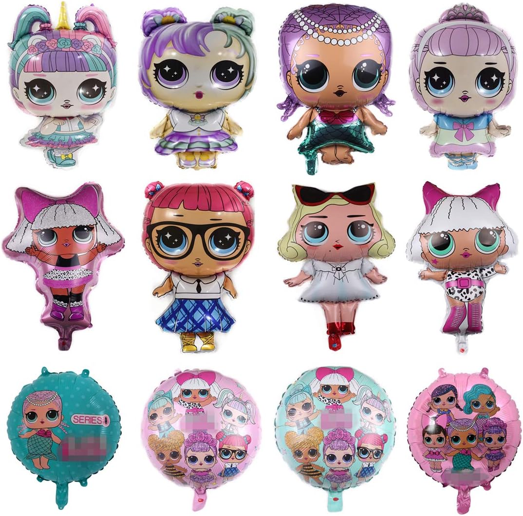 LOL Party's Balloons, 12 Pack Girls Birthday Doll Balloons Decorations For Children's Party Supplies