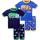 DAUGHTER QUEEN Boys Pajamas 4 Pieces Short Set 100% Cotton Sleepwear Size 18 Months-12 Years
