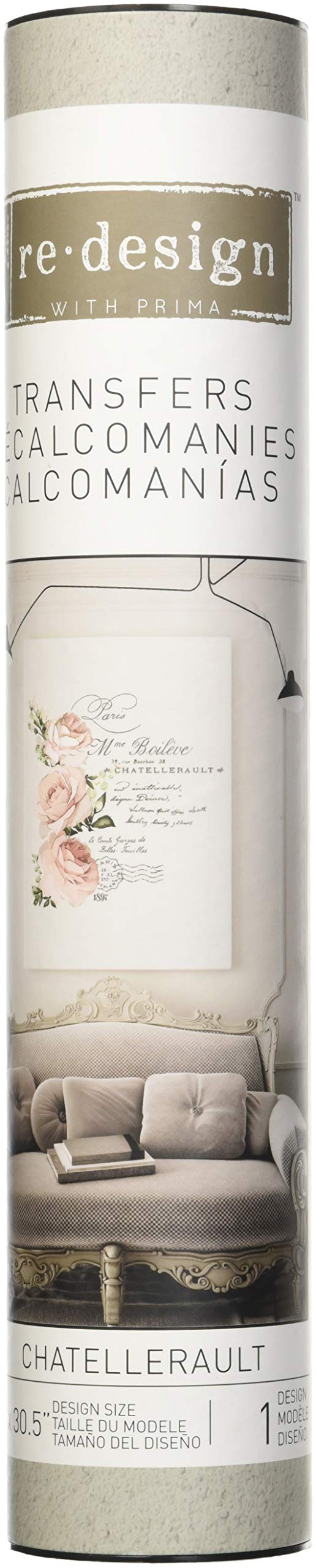 Redesign with Prima Decor Transfers Chatellerault 27"x30" Wall Decals DIY Wallpaper Wall Stickers Murals Decor for Kitchen Living Room Bedroom Bathroom Nightstands Table Décor