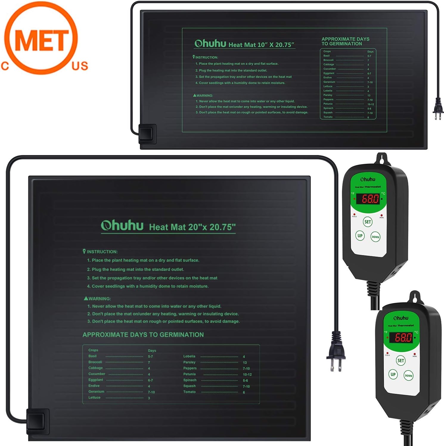 MET Standard Waterproof Plant Heating Mat with Thermostat 68108