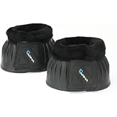 Shires Arma Overreach Fleece Bell Boots - Durable Gum Rubber with SupaFleece Trim and Double Velcro Black/Pony