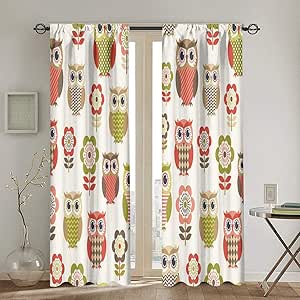 Cortinas opacas con diseño de búho para oscurecer el dormitorio, 2