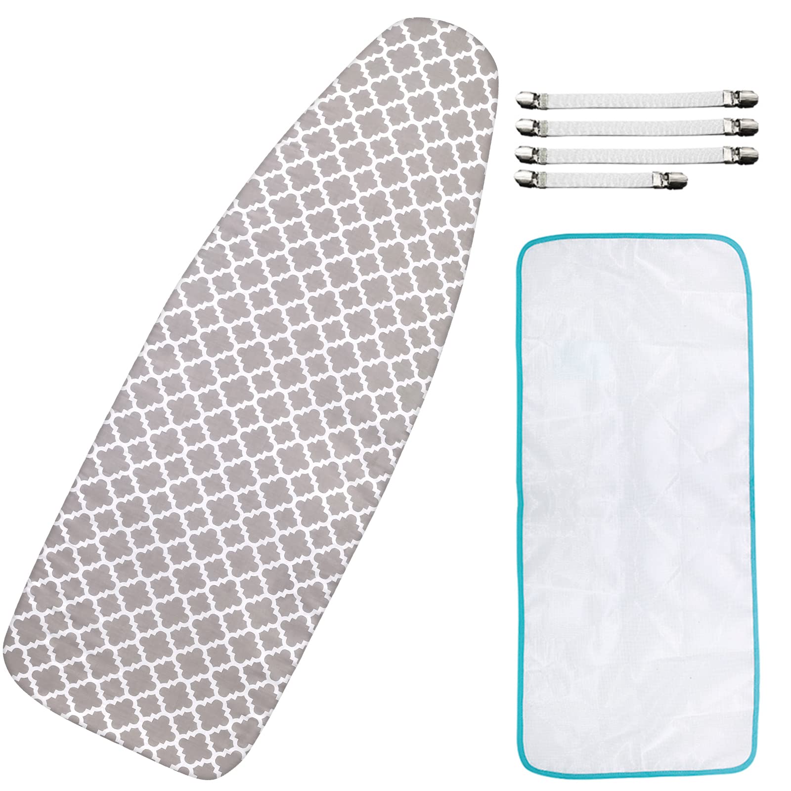 Photo 1 of Extra-Wide Ironing Board Cover and Pad Replacement with Scorch and Stain Resistant Thick Padding and Elasticized Edge 18" x 49" Ironing Board Covers 4 Fasteners and 1 Protective Scorch Mesh Cloth
