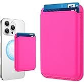 MOWIME Compatible with MagSafe Wallet, Leather TPU Protective for Women Girls, Stronger Magnetic Card Holder Phone Wallet for iPhone 17/16/15/14/13/12 Series, Fit 2 Cards, Hot Pink