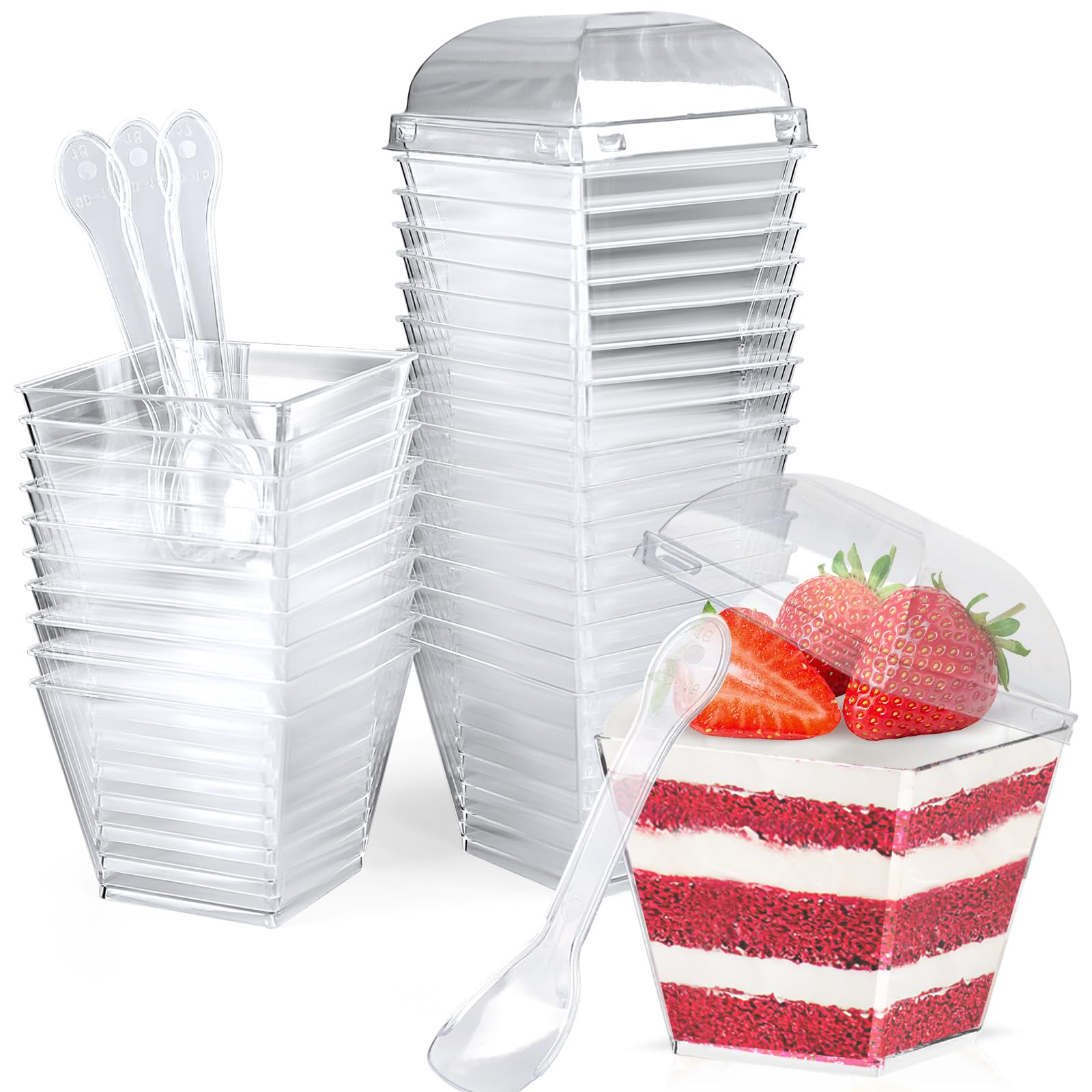 CoKeeSun 30 Pcs Dessert Cups 4 oz/115 ml, Reusable for Dessert with Pudding, Mousse, Ice Cream