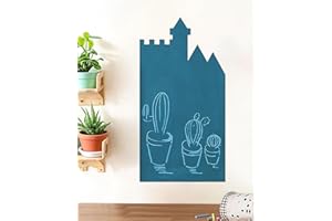HILIUS Magnetic Wall Decal for Kids, Magnetic Chalkboard Contact Paper for Wall, Playroom Essentials, Includes Dustless Chalks, Chalk Holder, Wipe Cloth, Stickers (Blue Castle, 22.8" x 46.5")