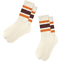 POMIJIAN Women's Mid-Crew Socks - 5 Or 6 Pack Cotton Athletic Casual Striped Socks For Running, Work & Everyday Comfort