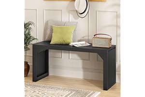 MODCART 35" Solid Wood Bench, Black Entryway Bench with Storage, Modern Shoe Bench, Narrow Bench for Entryway, Living Room, Kitchen