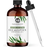 NaturoBliss Eucalyptus Essential Oil with Glass Dropper - 100% Pure and Natural - Essential Oils for Diffuser, Aromatherapy, Soap and Candle Making, Eucalyptus Essential Oil, Eucalyptus Oil, 4 Fl Oz