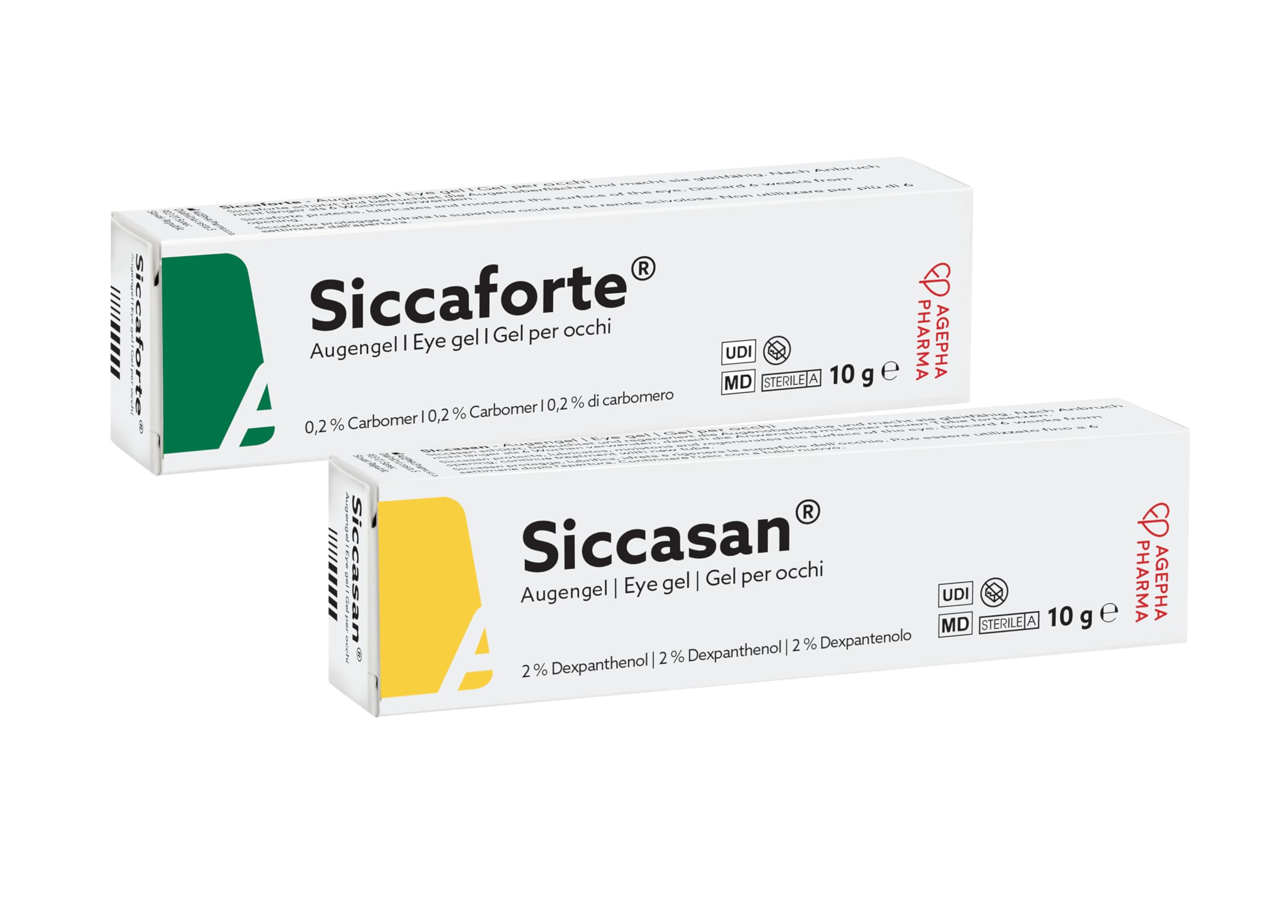 Siccasan & Siccaforte Combo Pack | Eye Gel for Dry Eyes | Intensive Dry Eye Gel with Carbomer & Dexpanthenol for Day & Night Use | Corneal Gel & Eye Lubricant | Eye Gel for Red Itchy and & Sore Eyes