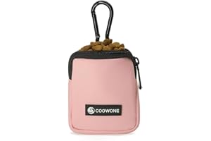 COOWONE Waterproof Dog Treat Pouch, Dog Training Treat Pouch Built in Poop Bag Dispenser Adjustable Shoulder Bag (Pink Small Pouch)