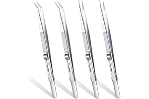 CC LOT 4-Piece Diamond Tweezers - Professional Jewelry & Gem Tweezers with Precision Pointed Tips, Stainless Steel, Slide Locking & Gem Slot