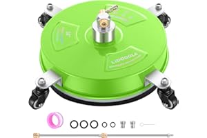 LIDODOLA 14" Pressure Washer Surface Cleaner with 4 Wheels - Coated Green Stainless Steel Surface Cleaner for Pressure Washer Attachment for Concrete, Patio, Sidewalk, Deck and Driveways - PWS14G