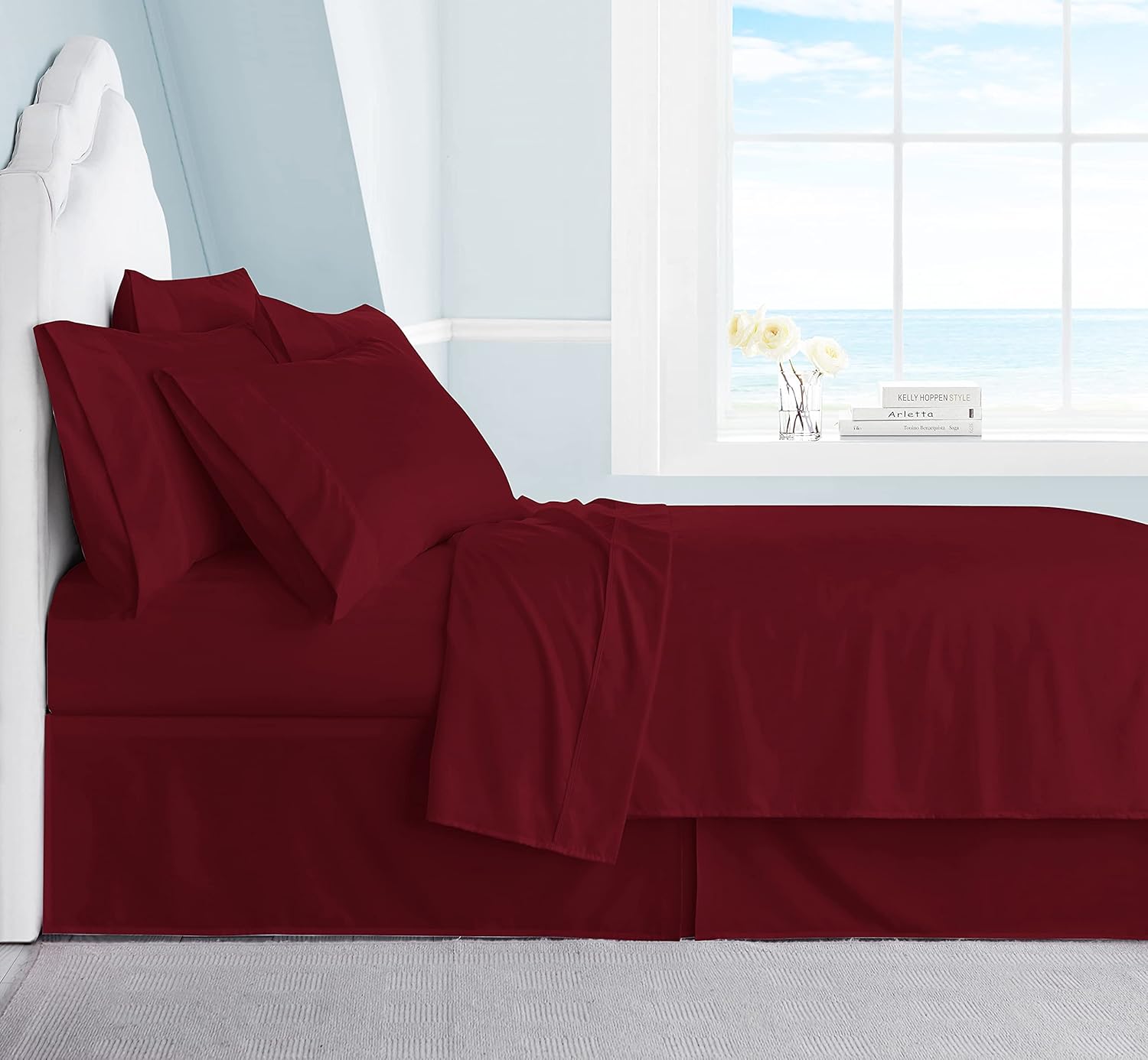 Swift Home Premiere 1800 Collection Brushed Microfiber - 4 Piece Sheet Set(Includes 1 Bonus Pillowcase), Twin, Burgundy