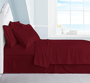 Swift Home Premiere 1800 Collection Brushed Microfiber - 4 Piece Sheet Set(Includes 1 Bonus Pillowcase), Twin, Burgundy